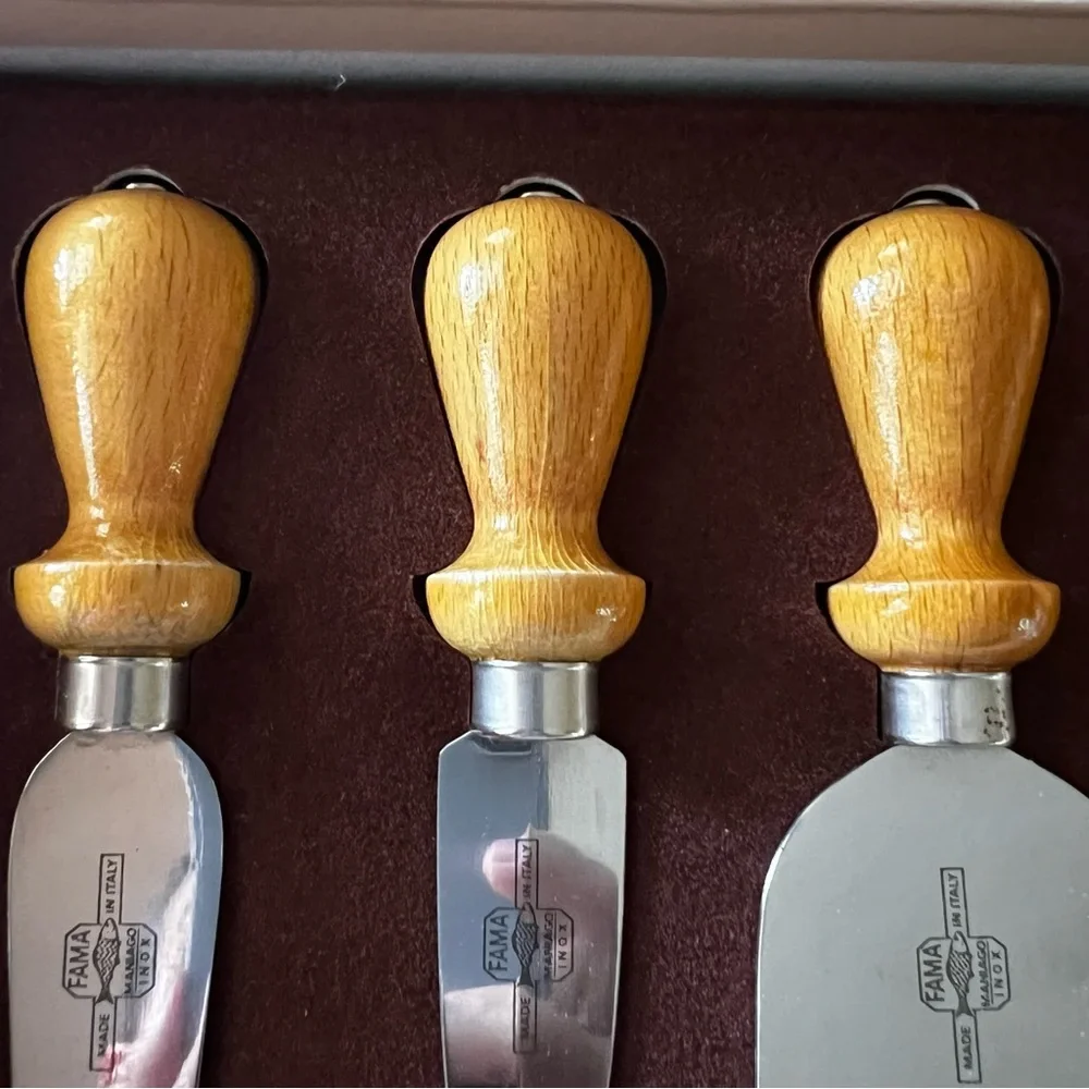 Williams Sonoma Italian Cheese Knife Collection Beechwood Handles S/5